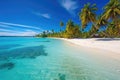 Tropical Paradise: breathtaking panorama of a pristine tropical paradise, featuring palm-fringed white sand beaches