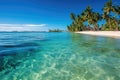 Tropical Paradise: breathtaking panorama of a pristine tropical paradise, featuring palm-fringed white sand beaches