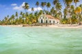 Carneiros idyllic beach with Chapel church at sunny day, in Northeastern Brazil