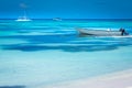 Tropical paradise: idyllic beach with boats, Punta Cana, Dominican Republic