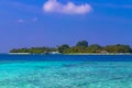 Kuramathi Maldives tropical paradise island view from Rasdhoo Maldives Royalty Free Stock Photo