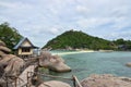 Tropical paradise - lagon and white sand beach at a small island Royalty Free Stock Photo