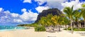 Tropical paradise in Mauritius island,Le Morne beach. Royalty Free Stock Photo