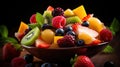 Tropical Paradise on a Plate: Exotic Fresh Fruit Salad. Generative AI Royalty Free Stock Photo