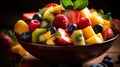 Tropical Paradise on a Plate: Exotic Fresh Fruit Salad. Generative AI