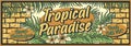 Tropical paradise summer surfing sign or poster