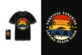 Tropical paradise t shirt design silhouette retro vintage style