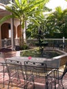 Tropical patio with fountain Royalty Free Stock Photo
