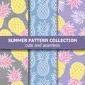 Tropical pattern collection with pineapples. Summer banner