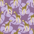Tropical pattern with giraffes