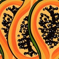 Tropical pattern with papaya. vector print with exotic fruit. Summer colorful textile texture Royalty Free Stock Photo