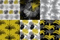tropical pattern set modern seamless pattern with monstera and livistonia palm leaves in monochrome