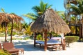 Tropical pavillion on the beach of Carribean sea Royalty Free Stock Photo