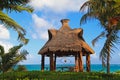 Tropical pavillion on the beach of Carribean sea Royalty Free Stock Photo