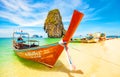 Tropical Phra Nang beach near Ao Nang town, Thailand Royalty Free Stock Photo