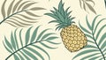 Tropical Pineapple and Palm Leaf Exotic Pattern, vector design Generative AI Royalty Free Stock Photo