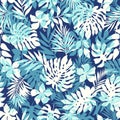 Tropical plant seamless pattern illustration,