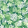 Tropical plant seamless pattern illustration,