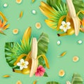 Tropical Plants Banana Pattern Royalty Free Stock Photo