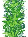 Tropical Plants Green Vertical Pattern