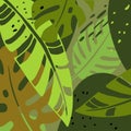Tropical print. Abstract geometrical composition with tropical leaf and various shapes. Minimal poster with bionic