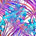 Tropical Purple Seamless Pattern. Summer Jungle