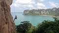 Tropical Railay Beach and popular climbing spot in the Phra Nang Beach of Thailand in Southeast Asia.