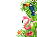 Tropical Rainforest Flamingo Vertical Colorful Border Royalty Free Stock Photo