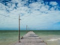 Tropical relaxation in Holbox island, Mexico, tourist destination, town pier at the beach Royalty Free Stock Photo