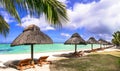 Tropical relaxing holidays in one of the best beaches of Mauritius island Le morne Royalty Free Stock Photo