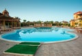 Tropical resort hotel pool Royalty Free Stock Photo