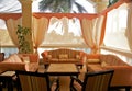 Tropical resort lounge area