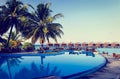 Tropical resort swimming pool and cafe bar Royalty Free Stock Photo