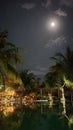 tropical resort view at night in vertical Royalty Free Stock Photo