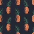Tropical retro pineapple seamless pattern background