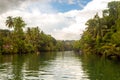 Tropical river with palm trees on both shores, Loboc river, Bohol, Philippines Royalty Free Stock Photo