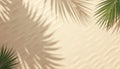 Tropical sand background illustration. Palm shadows create soft pattern on beige surface. Summer, beach, vacation aesthetic. Royalty Free Stock Photo