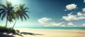 Tropical sand beach with palm trees and sea waves landscape. Tropic island wallpaper background. Summer holiday travel concept Royalty Free Stock Photo