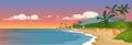 Tropical sandy beach flat color vector illustration Royalty Free Stock Photo