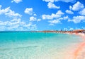 Tropical sandy beach with turquoise water, in Elafonisi, Crete, Greece. Elafonissi beach with pink sand Royalty Free Stock Photo