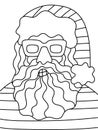 Tropical Santa Claus coloring page for kids and adults stock vector illustration Royalty Free Stock Photo