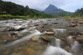 Tropical scene with river and mountain