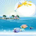 Tropical scene with underwater life and text place Royalty Free Stock Photo