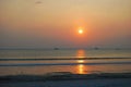 Tropical sea beach in summer time on sunny day. Golden sand beach sea peaceful scenery on the beach. Travel vacation seaside Royalty Free Stock Photo