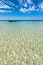 Tropical sea and boat in Isla Mujeres, Mexico Royalty Free Stock Photo