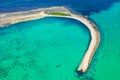 Tropical sea coast-Islands with white sand, local huts, palm trees. Aerial view from the drone