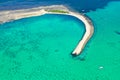 Tropical sea coast-Islands with white sand, local huts, palm trees. Aerial view from the drone