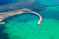 Tropical sea coast-Islands with white sand, local huts, palm trees. Aerial view from the drone