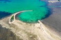 Tropical sea coast-Islands with white sand, local huts, palm trees. Aerial view from the drone