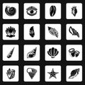 Tropical sea shell icons set, simple style Royalty Free Stock Photo